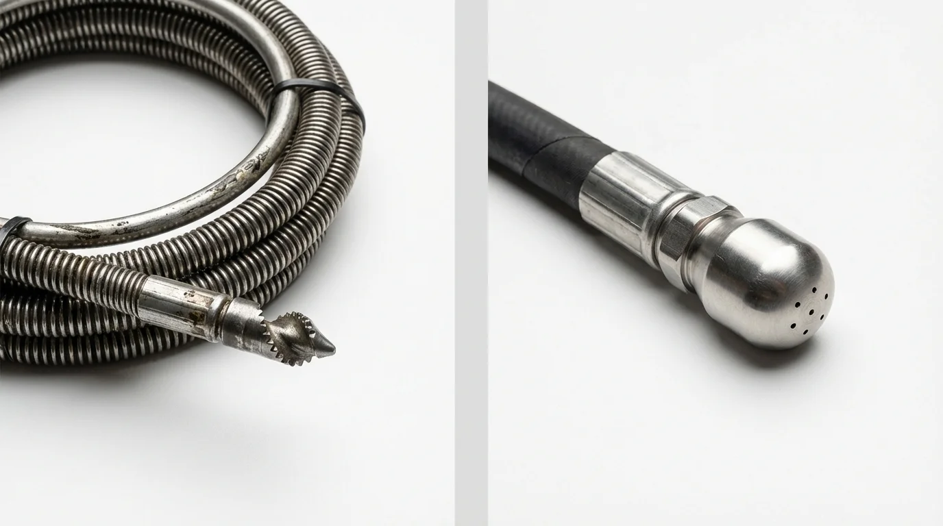 Drain snake cable and hydro jetting nozzle used for drain cleaning in Saguache, CO