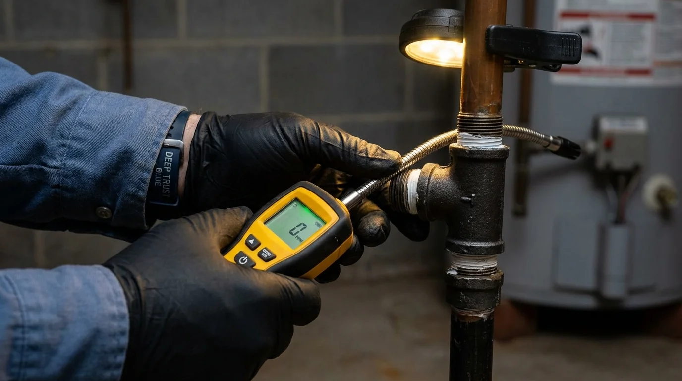 Gas leak detection with electronic sniffer by Johns Plumbing LLC in Saguache