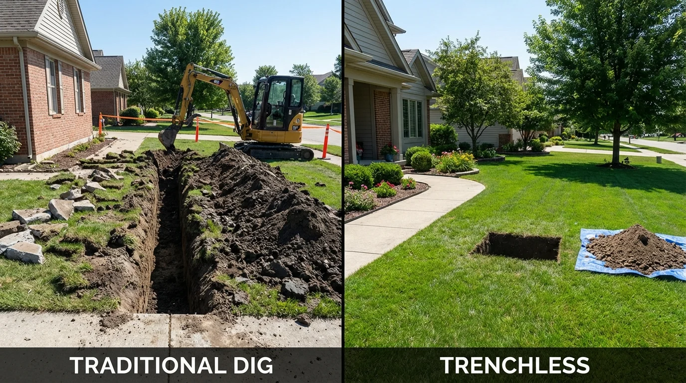 Trenchless sewer repair with minimal yard damage versus traditional excavation in Saguache, CO